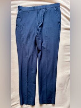 Express Extra Slim Navy Wool-Blend Washable Modern Tech Suit Pant